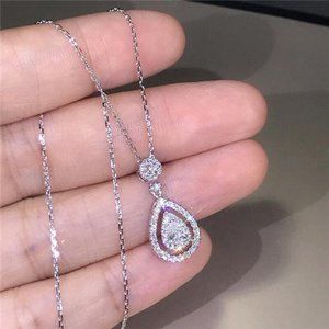 Shiny White Sapphire Pendant Necklace